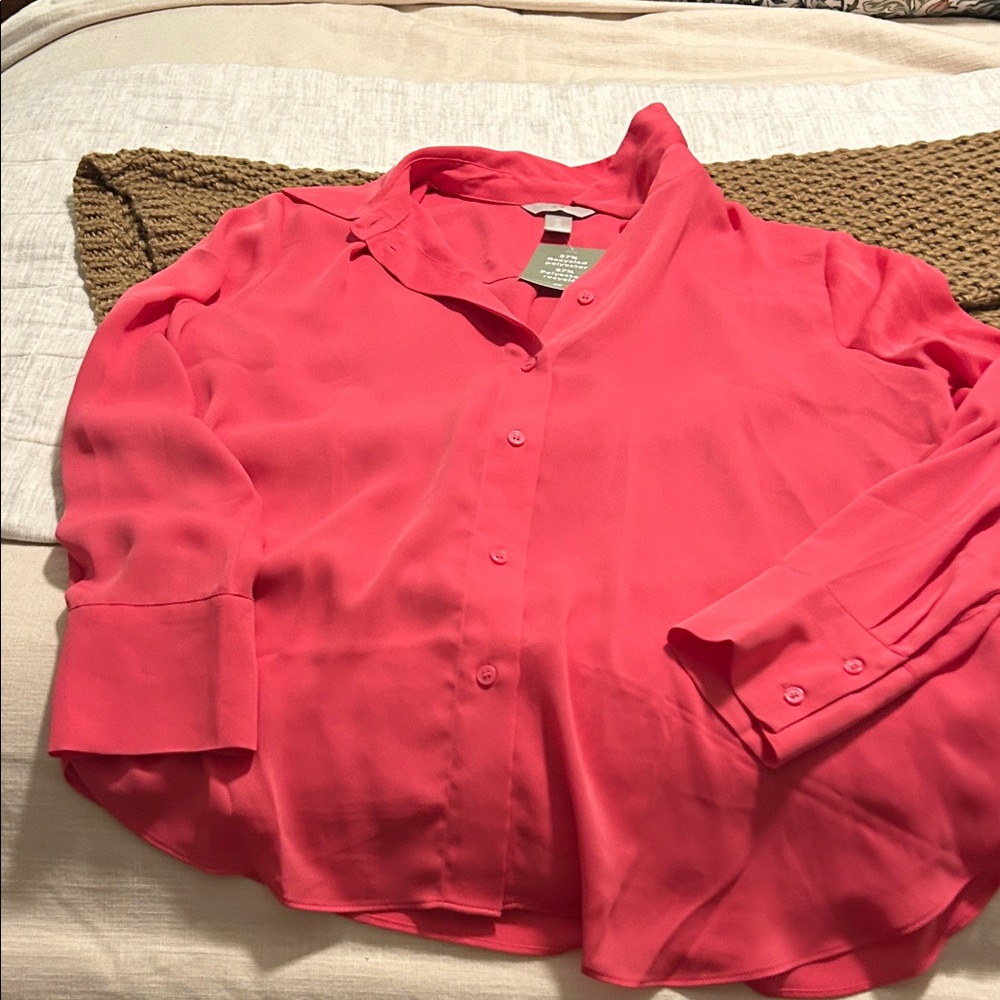 H&M Vivid Pink Button Down Blouse
